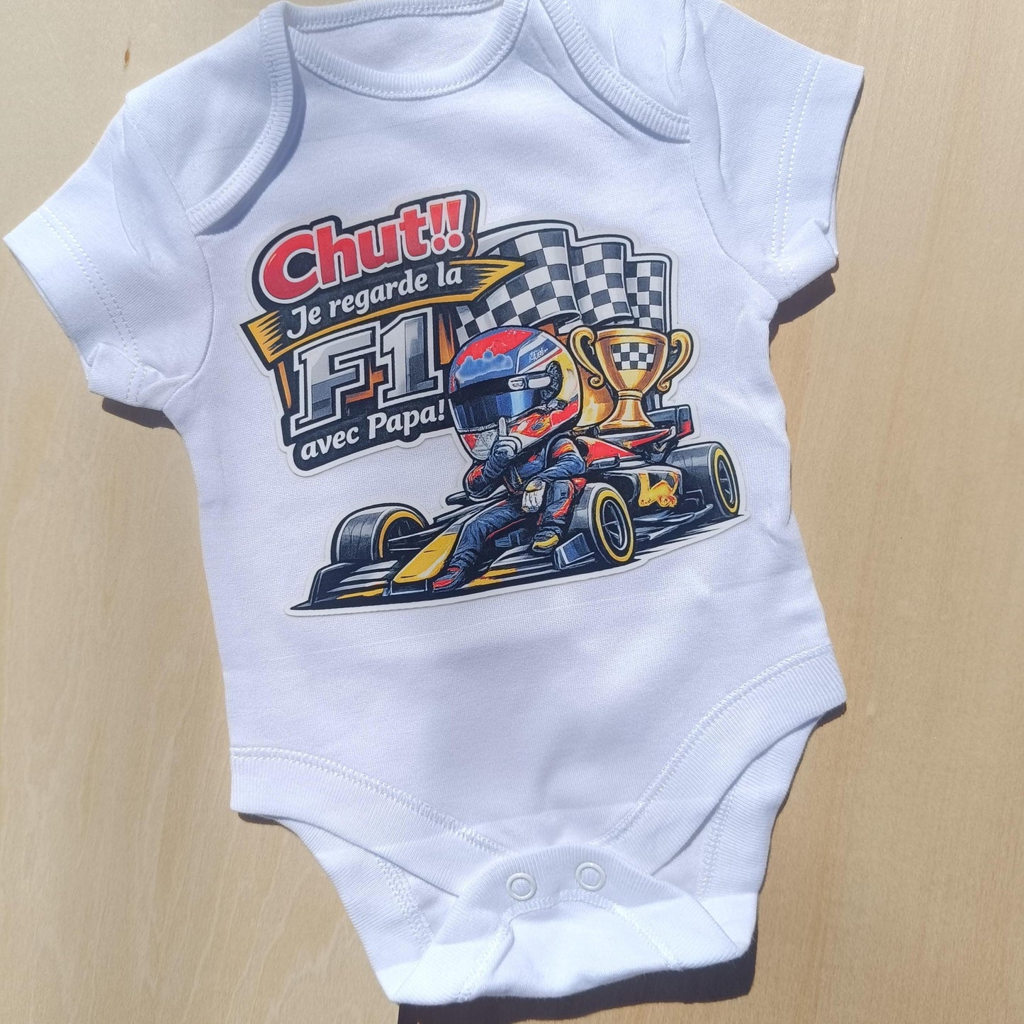 Body bébé F1 – Chut ! Je regarde la F1 avec Papa ! Verstappen / Red Bull