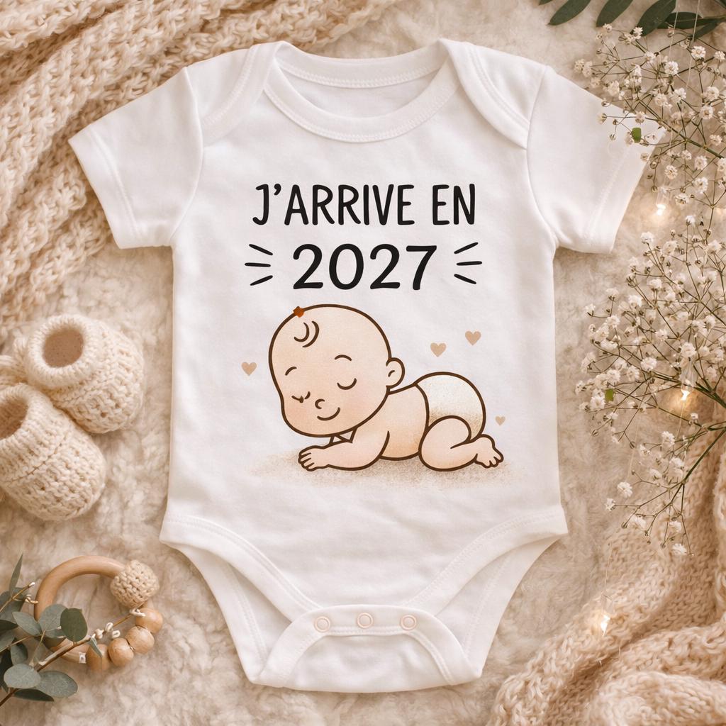 Body annonce grossesse / j'arrive en 2027 pour Papi, mamie, tonton, tata, les amis ...