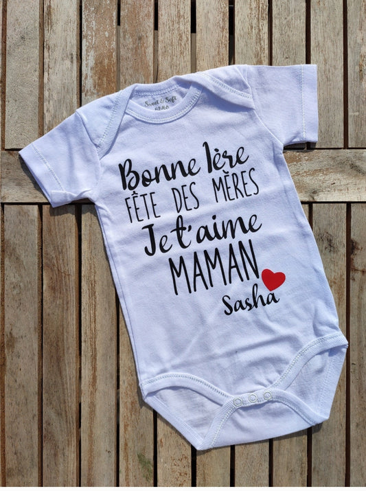 Body bébé & T-shirt Fête des Mères personnalisés | Texte et image au choix | Plusieurs langues disponibles | Cadeau maman original