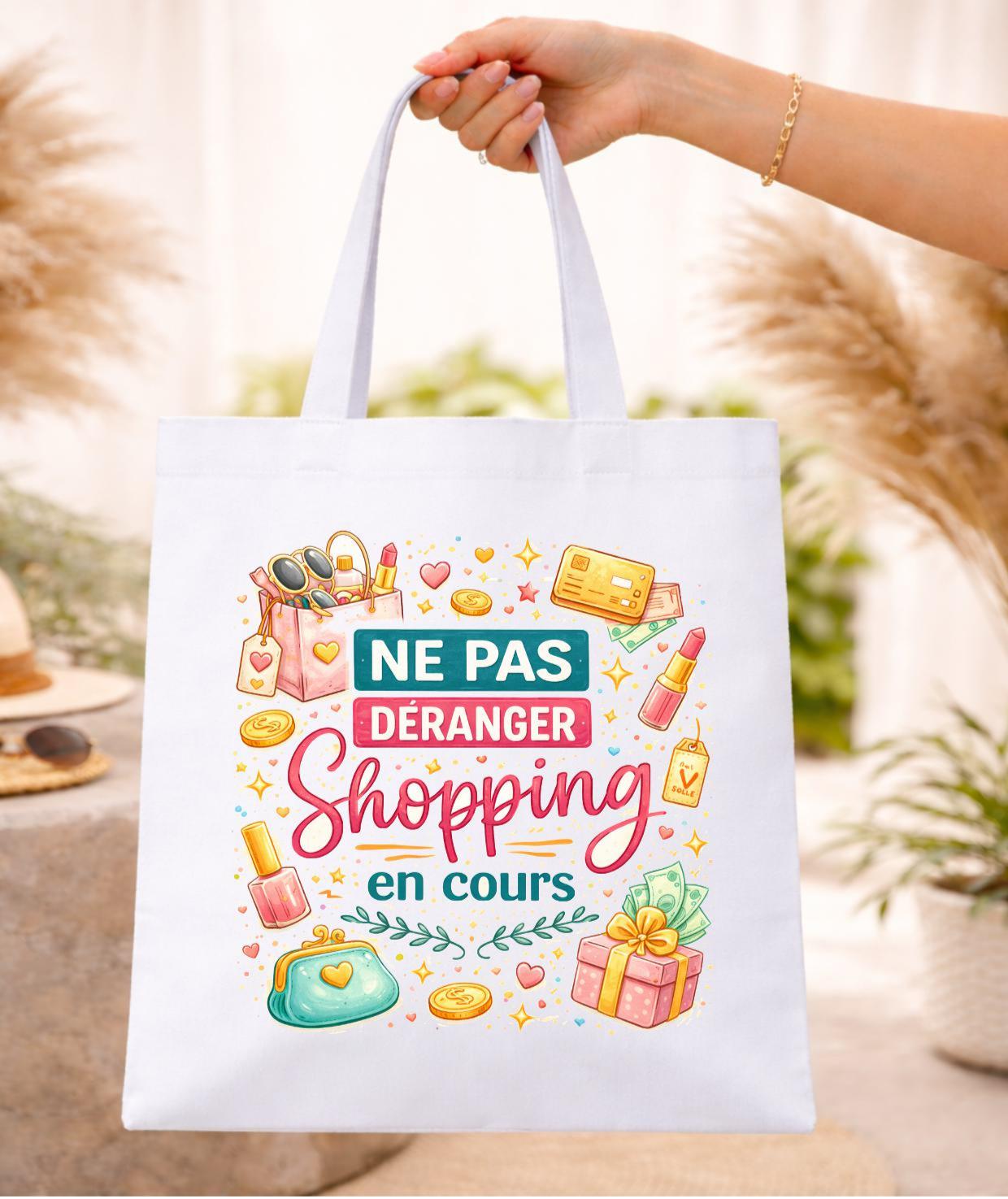 Tote bag en coton blanc, sac à shopping, coton, ne pas déranger, shopping en cours, haute qualité