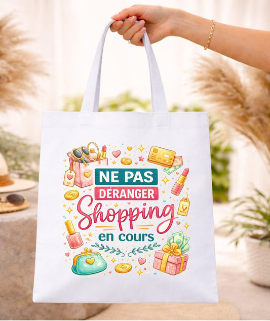 Tote bag en coton blanc, sac à shopping, coton, ne pas déranger, shopping en cours, haute qualité