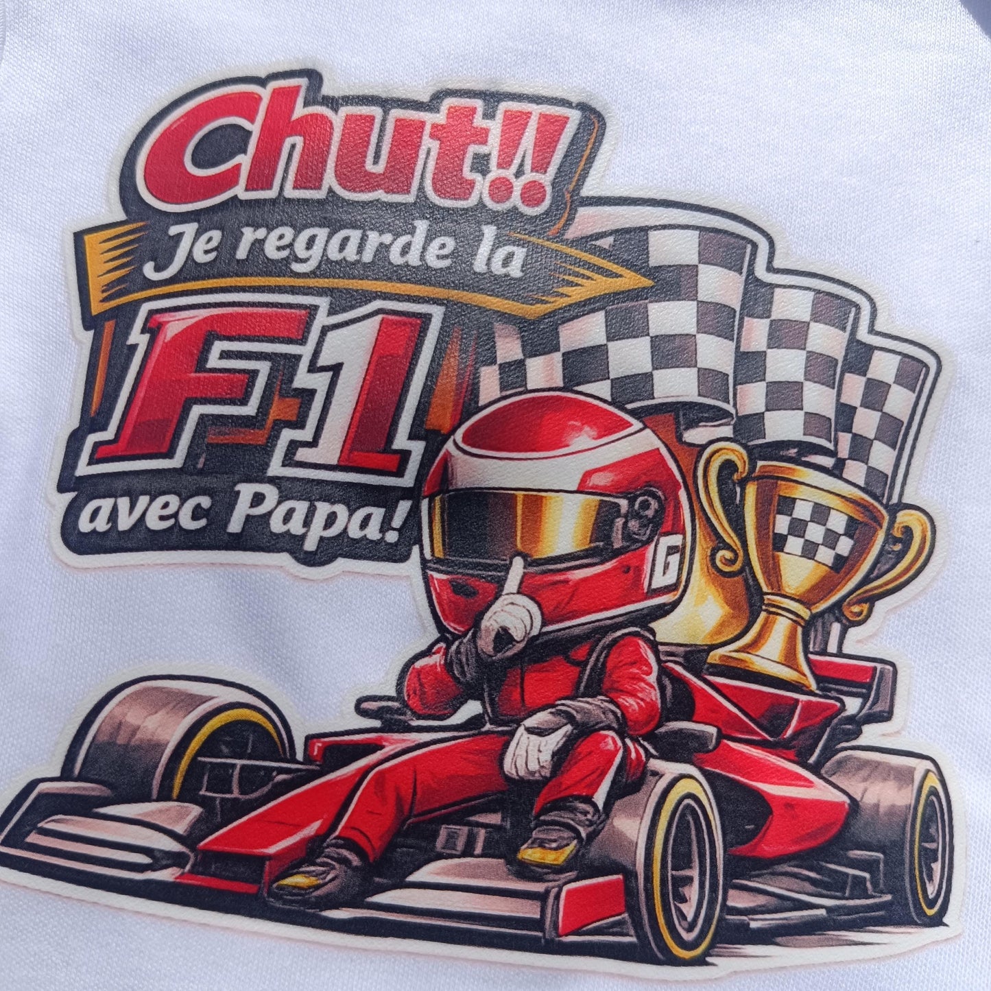 Body bébé F1 – Chut ! je regarde la F1 avec Papa– Charles Leclerc Ferrari