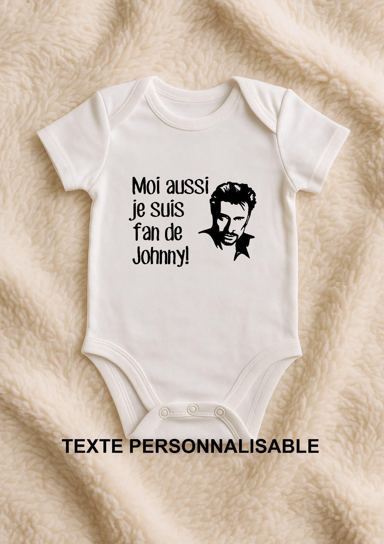 Body bébé, body personnalisé, idée cadeau naissance, body musique, faire part, vêtements bébé, parrain marraine, Johnny, Johnny Hallyday