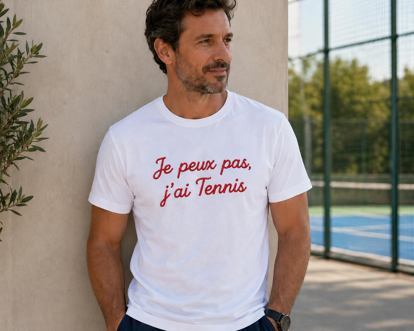 T-shirt Je peux pas, j'ai Tennis – Tee shirt cadeau sport tennis – Cadeau homme humour alcool - tshirt apéro fête cadeau-  marrant