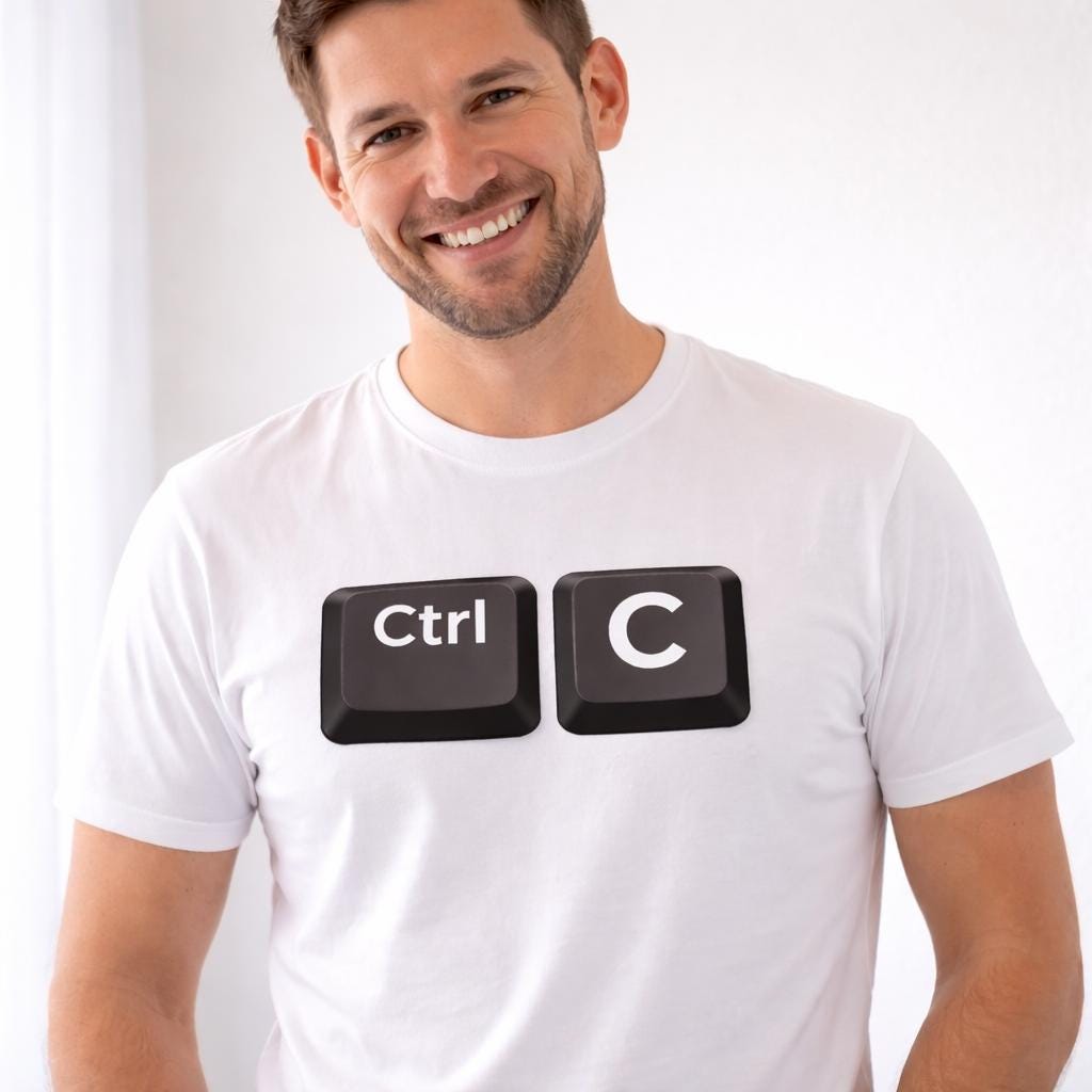 T-shirt humour geek – CTRL C CTRL V– Tee shirt informatique drôle – Cadeau papa geek – T-shirt famille original copié collé