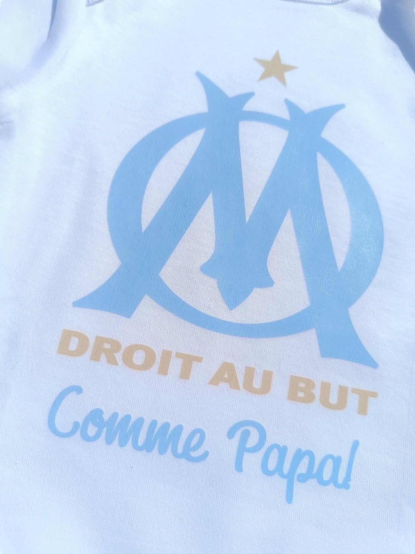 Body bébé OM Droit au But, comme Papa, cadeau naissance Olympique de Marseille, OM93, foot Ligue 1