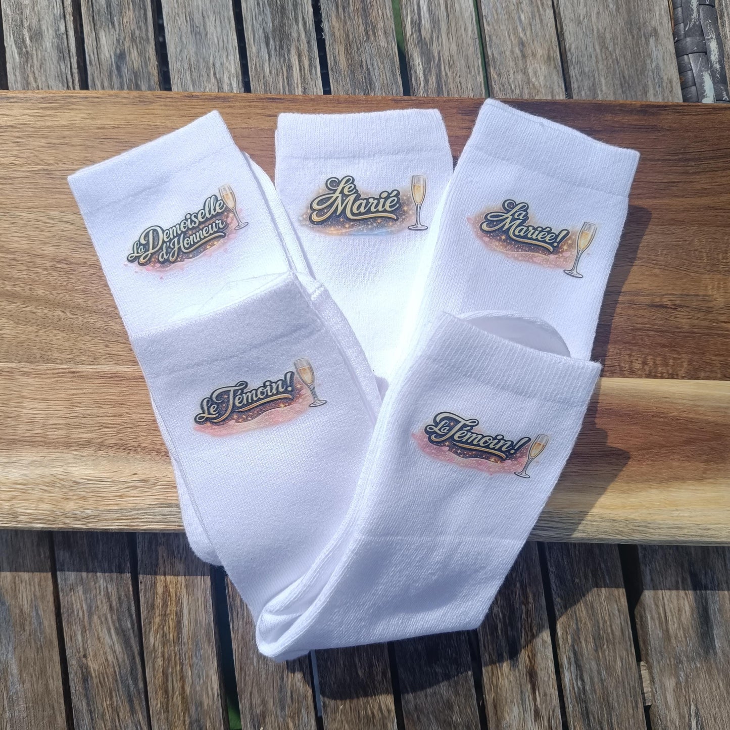 Paire de chaussettes avec texte ou photo personnalisée imprimées à la mode, chaussettes à paillettes, design au choix