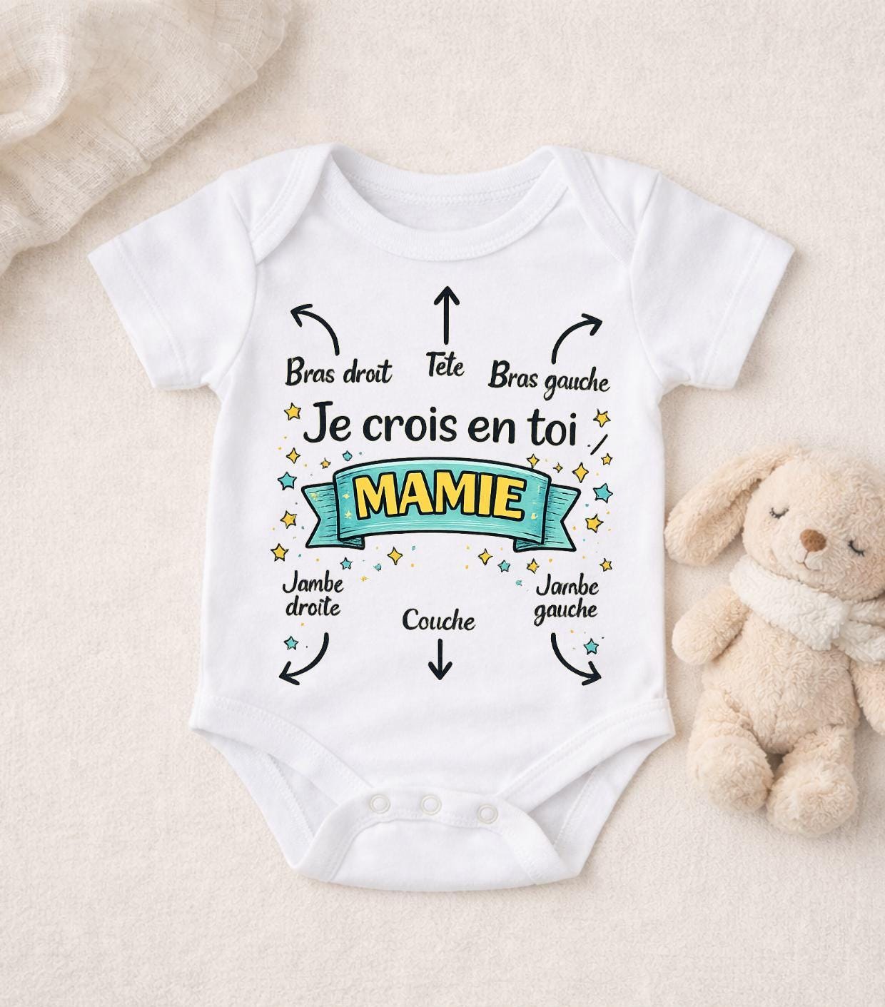 Body bébé, notice, mode d'emploi avec Humour, bodie personnalisable pour bébé, annonce de grossesse, naissance, accouchement